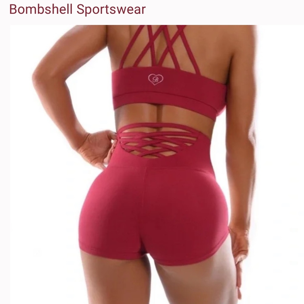 Bombshell Sportswear Maroon Sexy Back Shorts | S